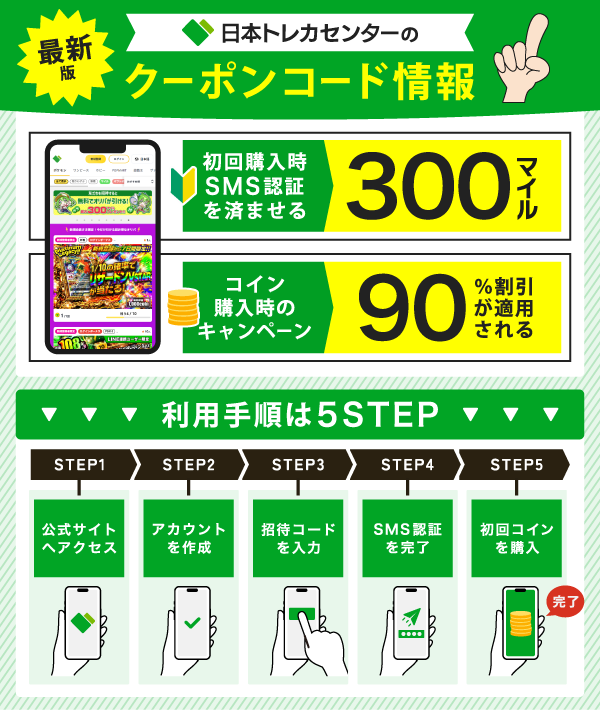 日本トレカセンターのクーポンコード・招待コード一覧
